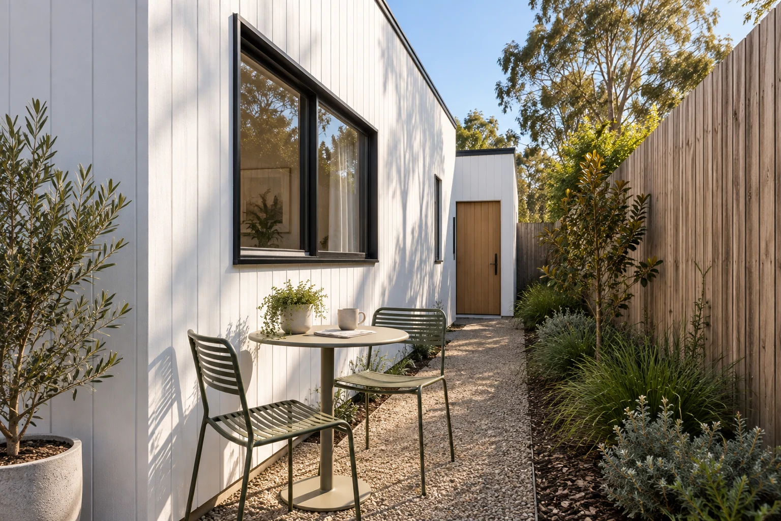 Dining in the side garden