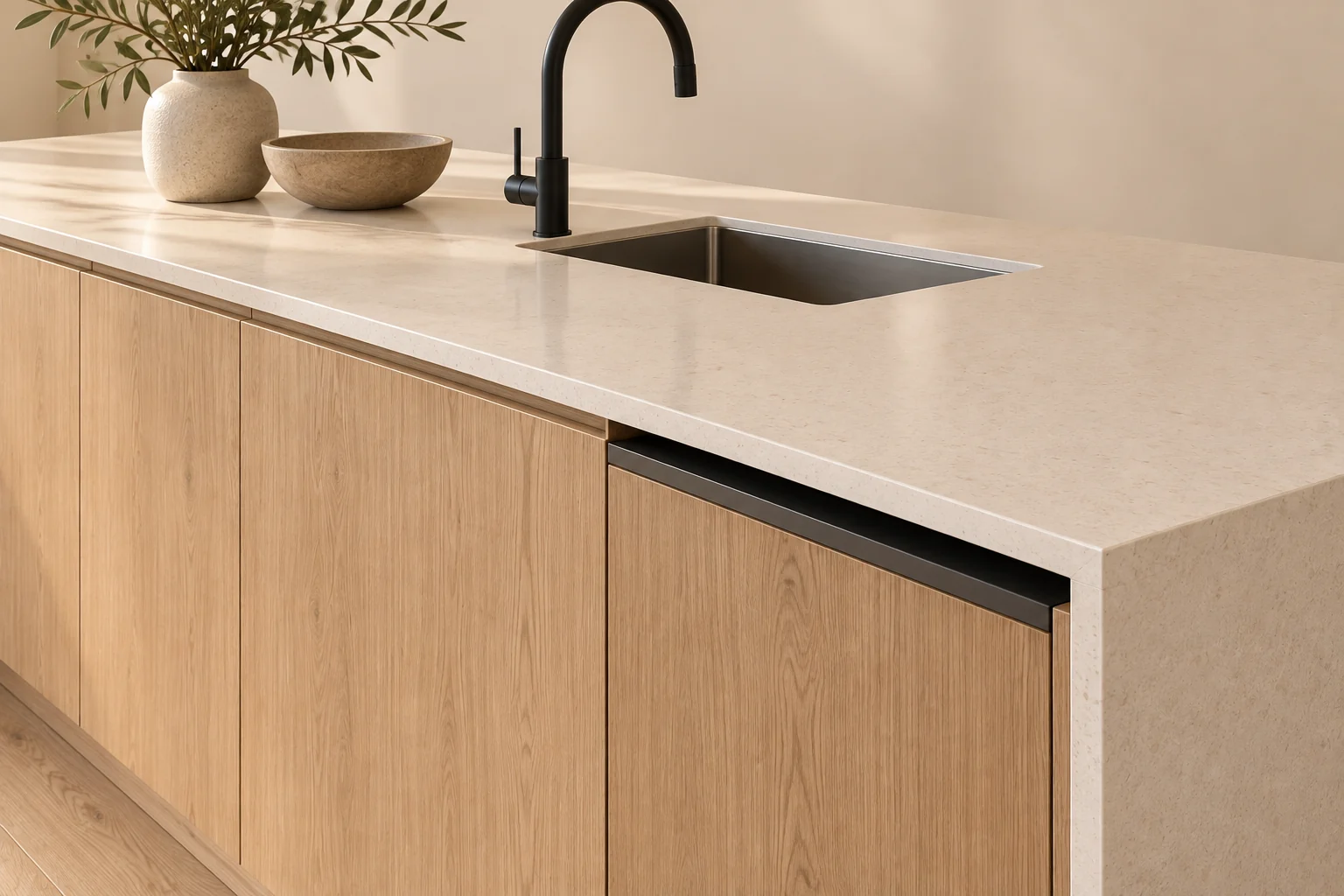 Island sink & oak joinery
