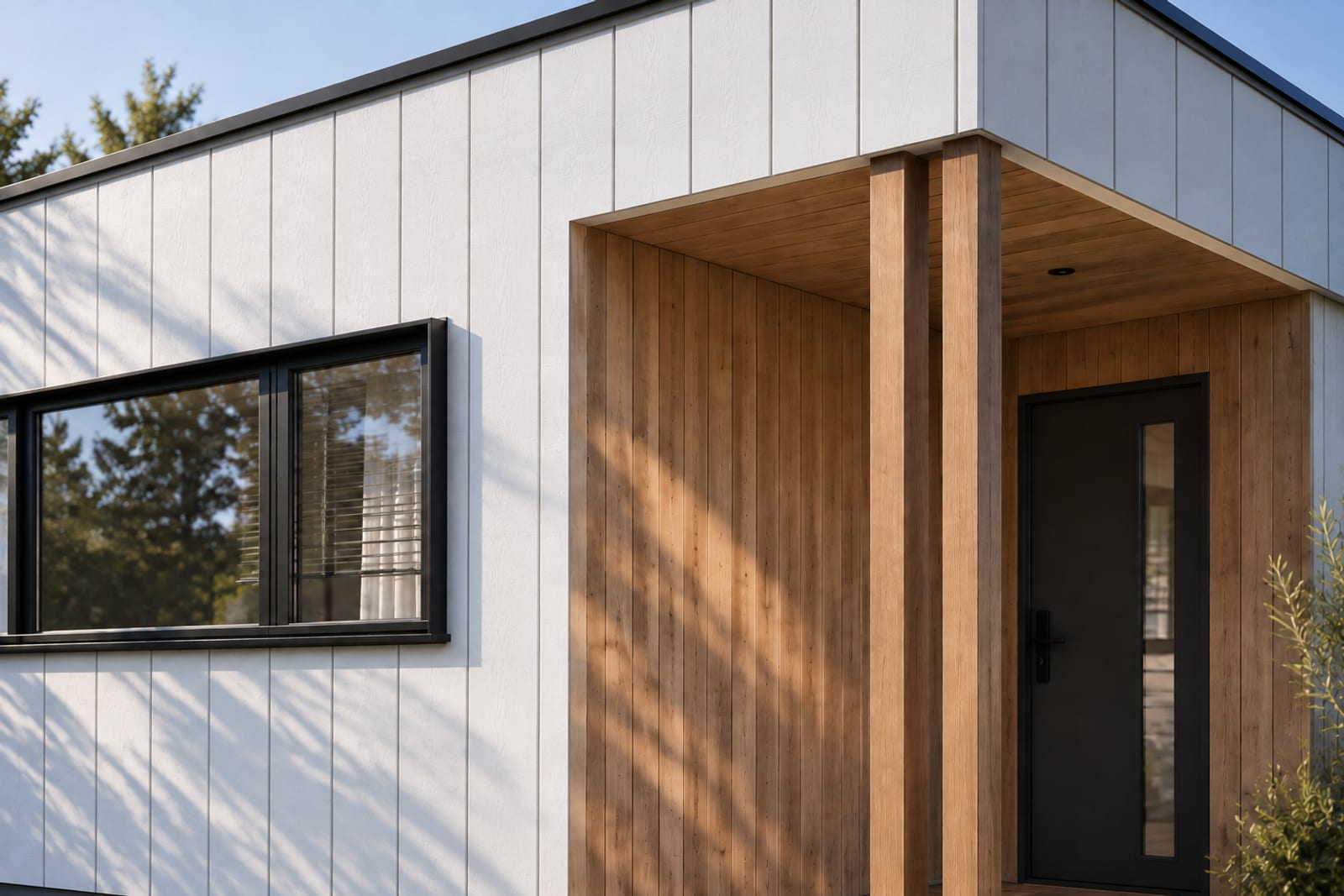 Cladding, timber, frame, fascia — Vertical board