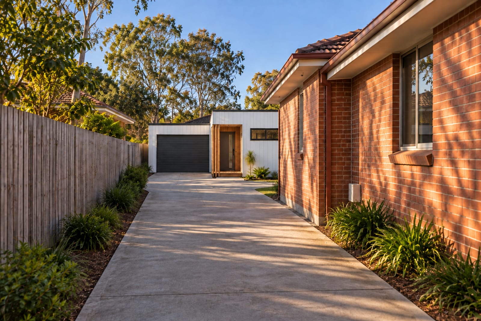 The approach up the driveway — Vertical board