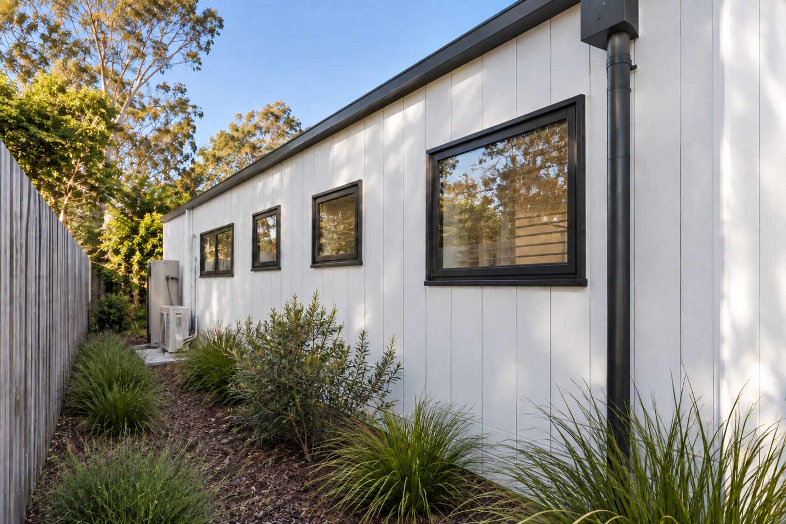 Rear, daytime — Vertical board