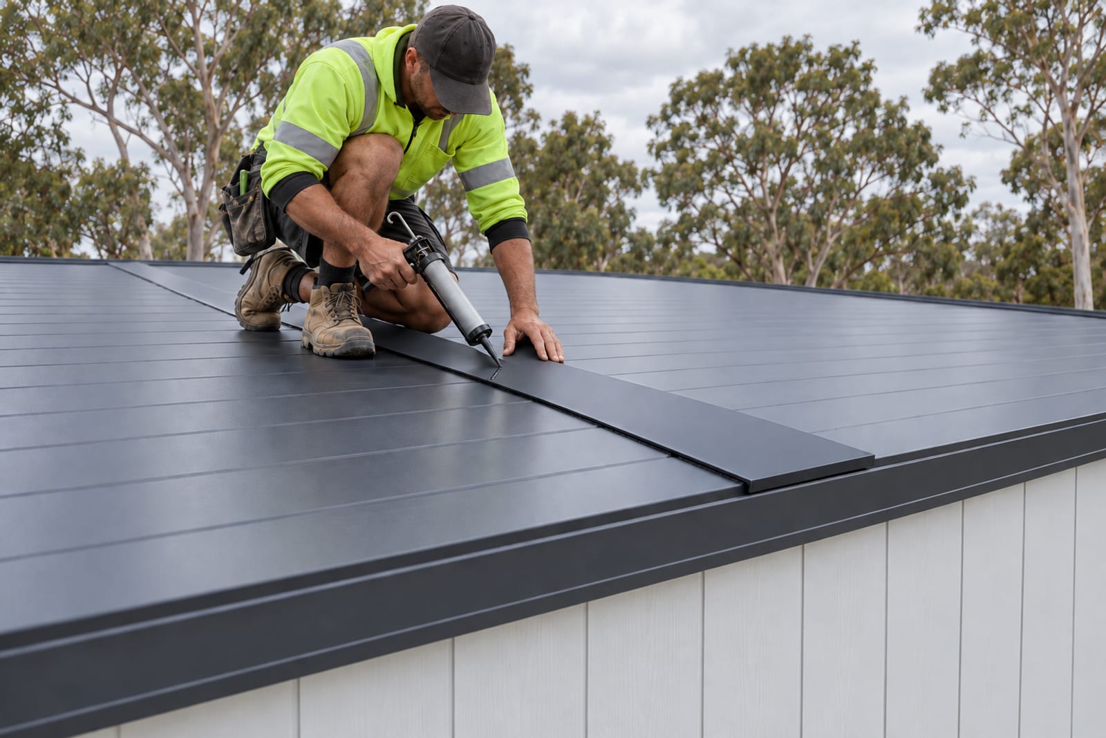 Flashing the roof seam — Vertical board