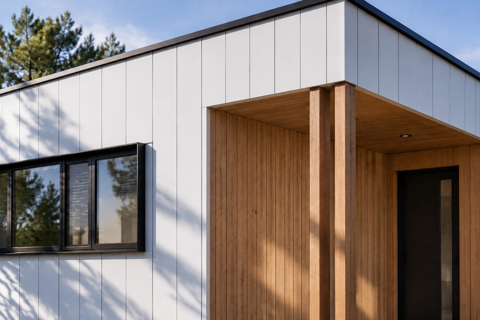 Cladding, timber, frame, fascia — Vertical board