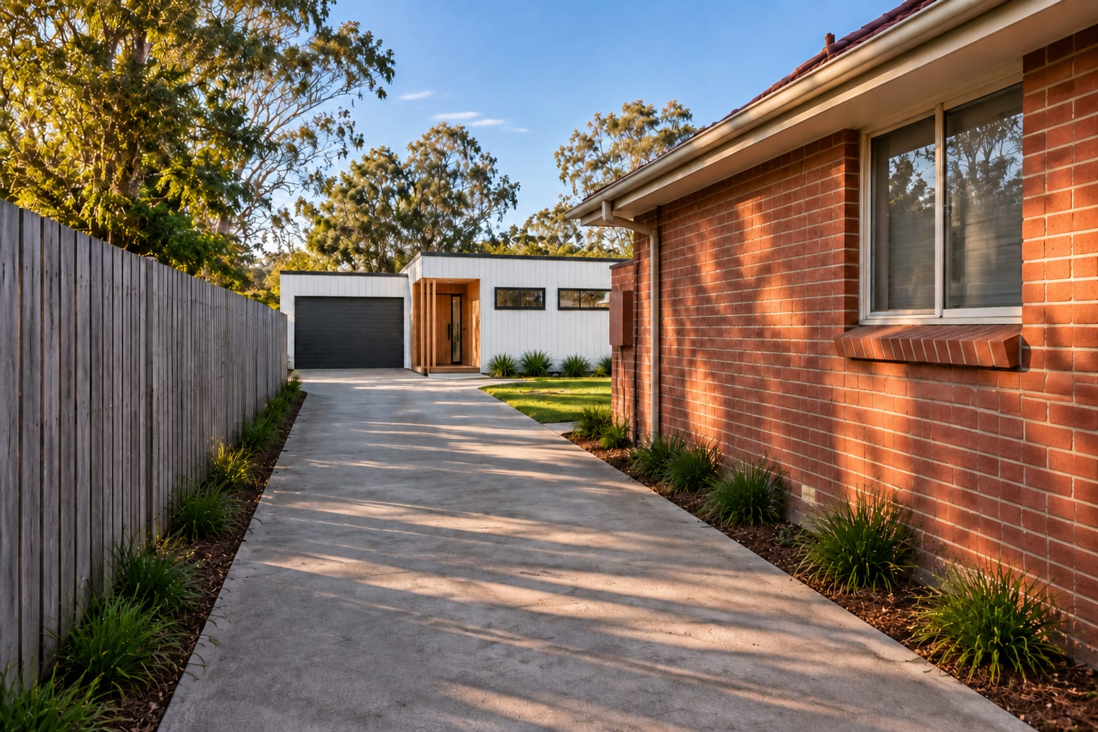 The approach up the driveway — Vertical board
