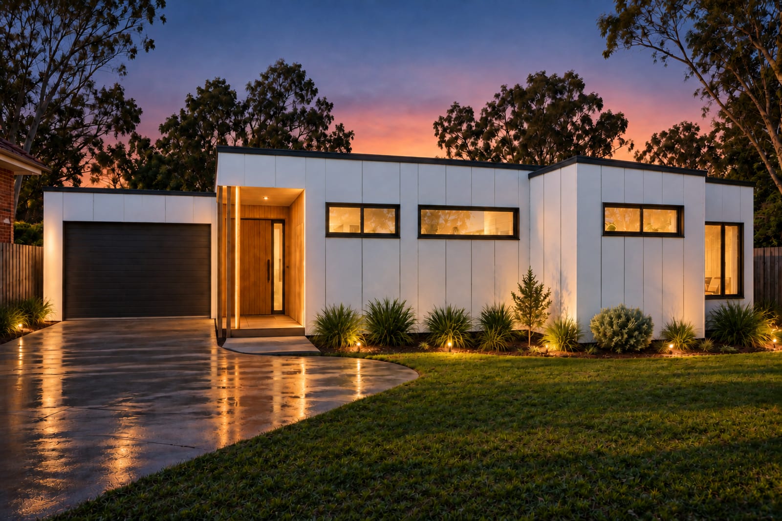 Front at dusk — Vertical board