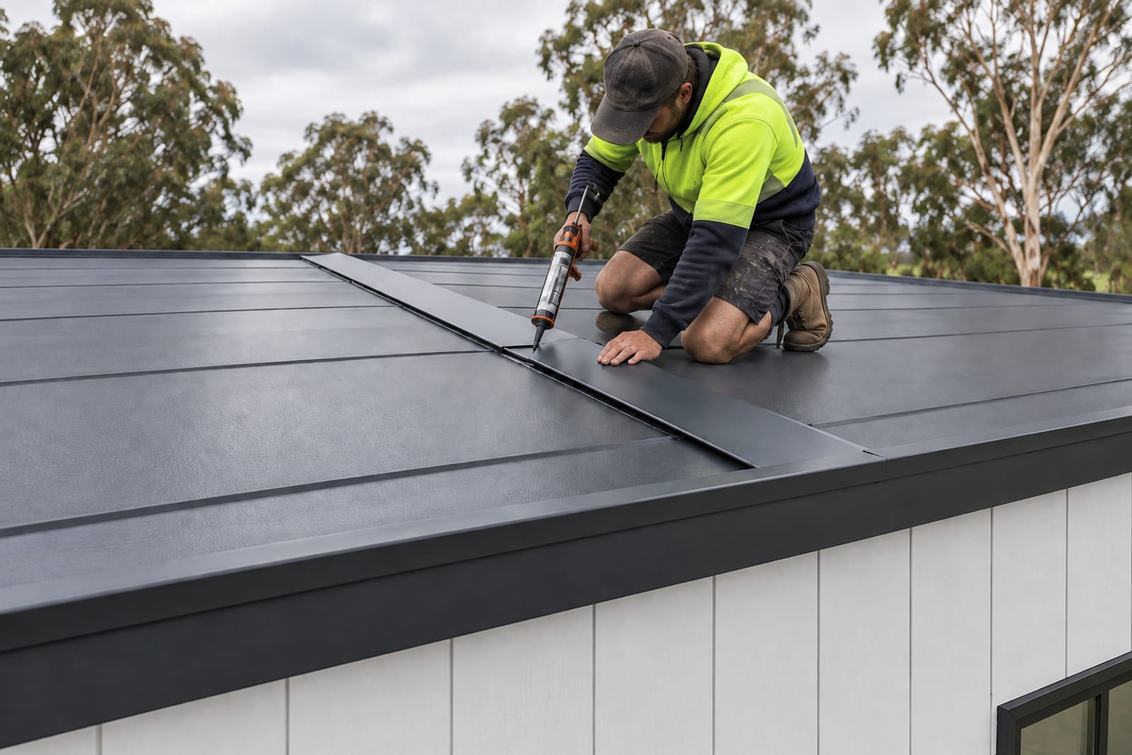 Flashing the roof seam — Vertical board