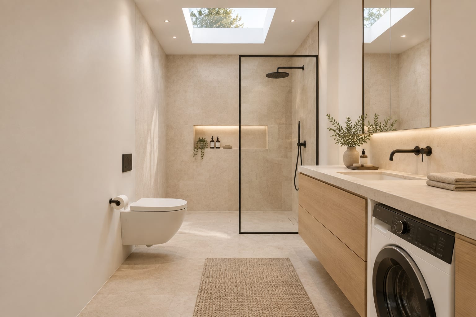 Bathroom + laundry.