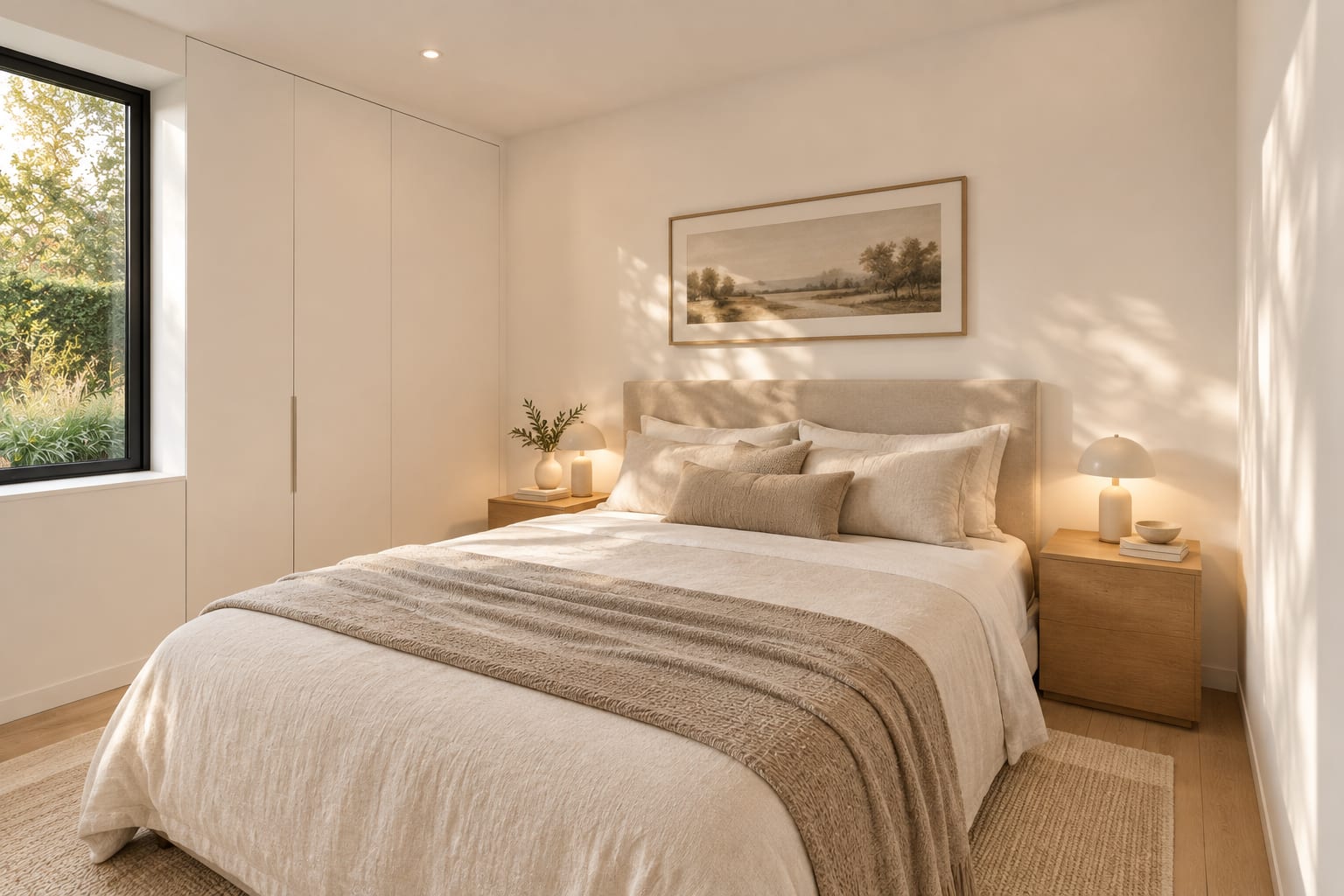 Bedrooms in opposite corners