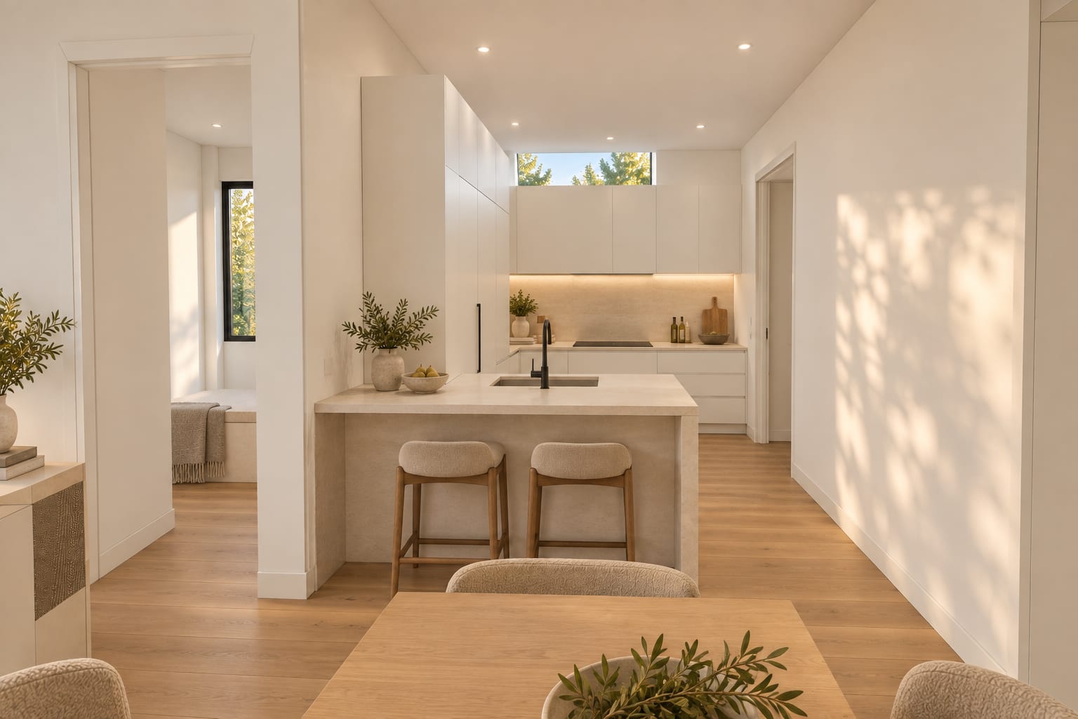 A kitchen you walk beside
