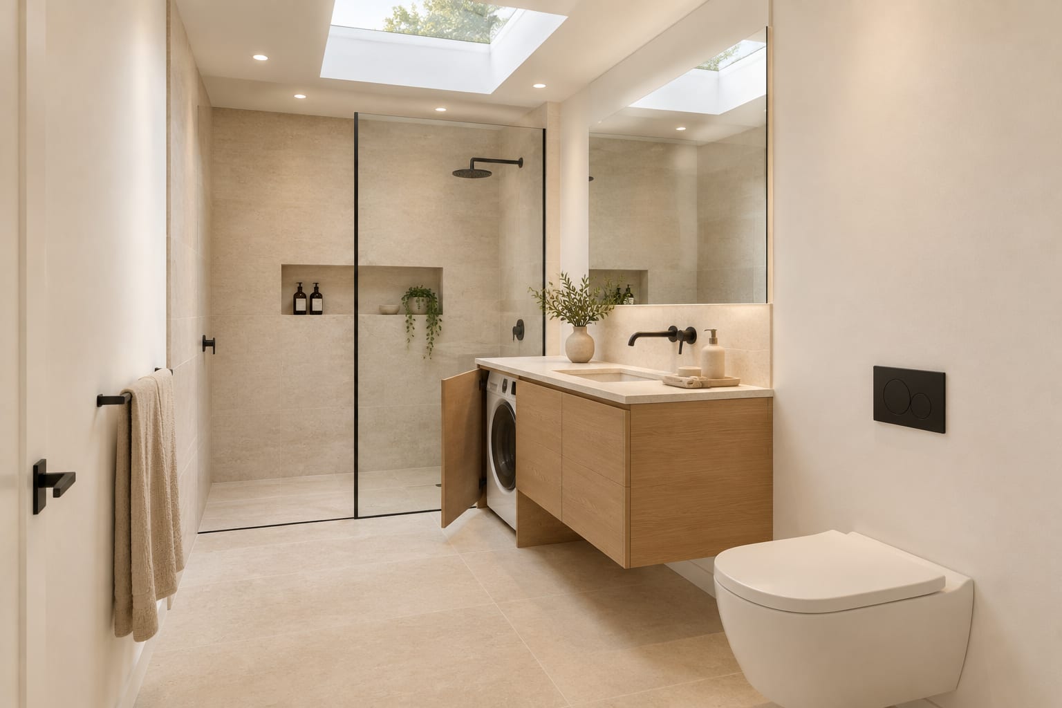 Bathroom + laundry.