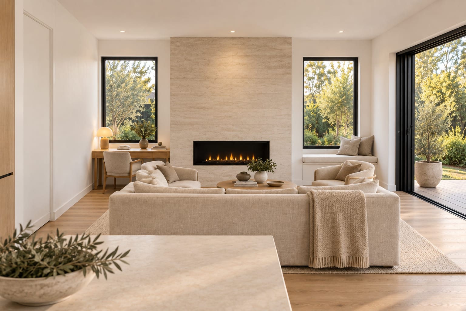 A fireplace wall