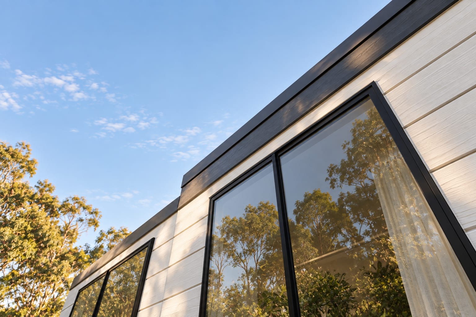 Boards up to the fascia. — Horizontal boards