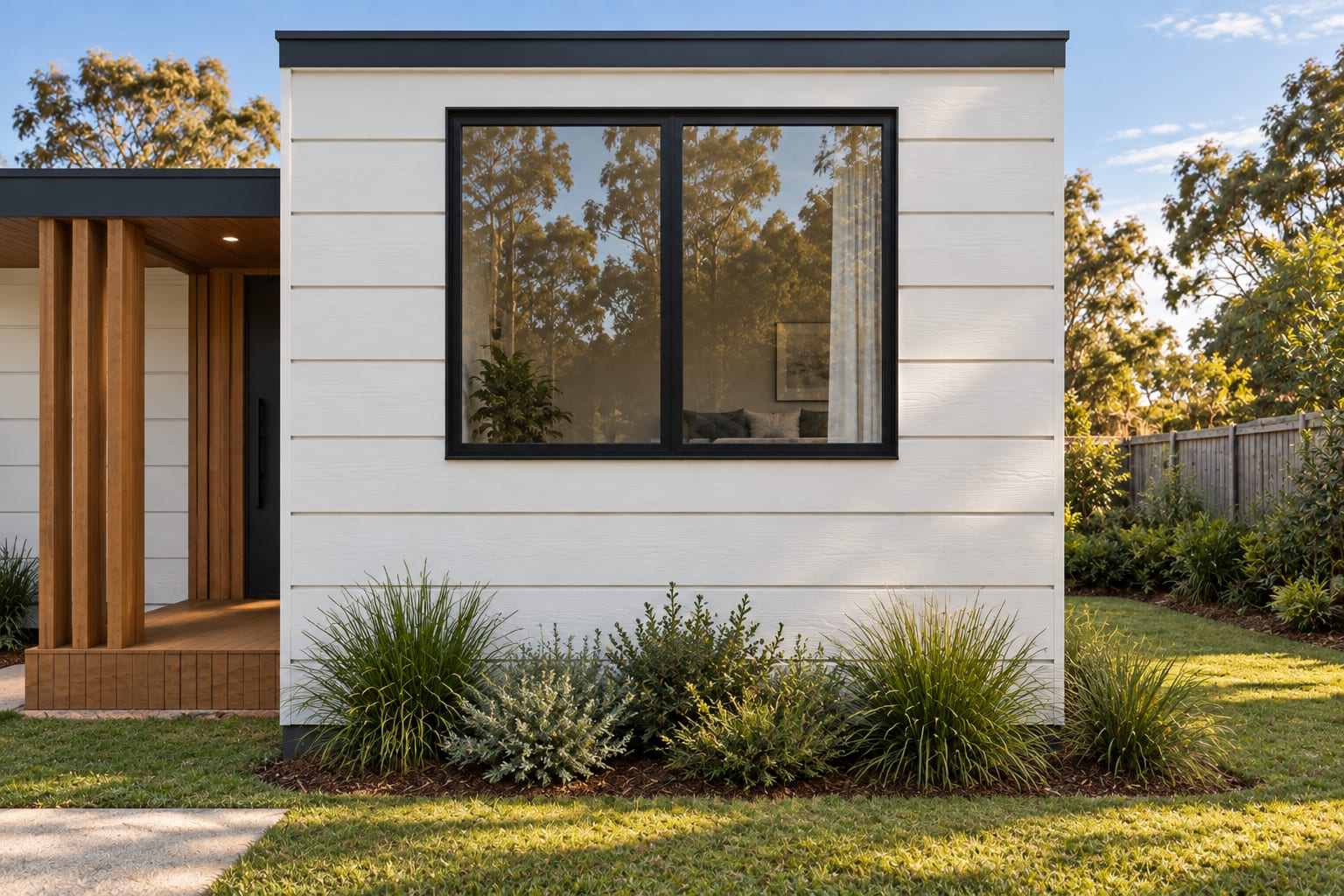 The front wall and its window. — Horizontal boards