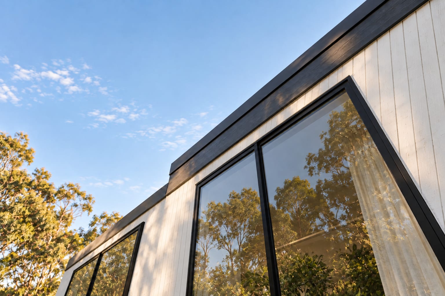 Boards up to the fascia. — Vertical boards