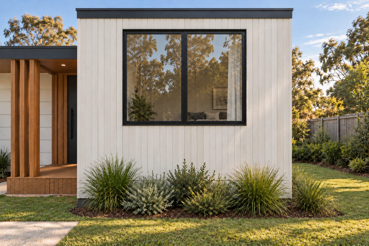 The front wall and its window. — Vertical boards
