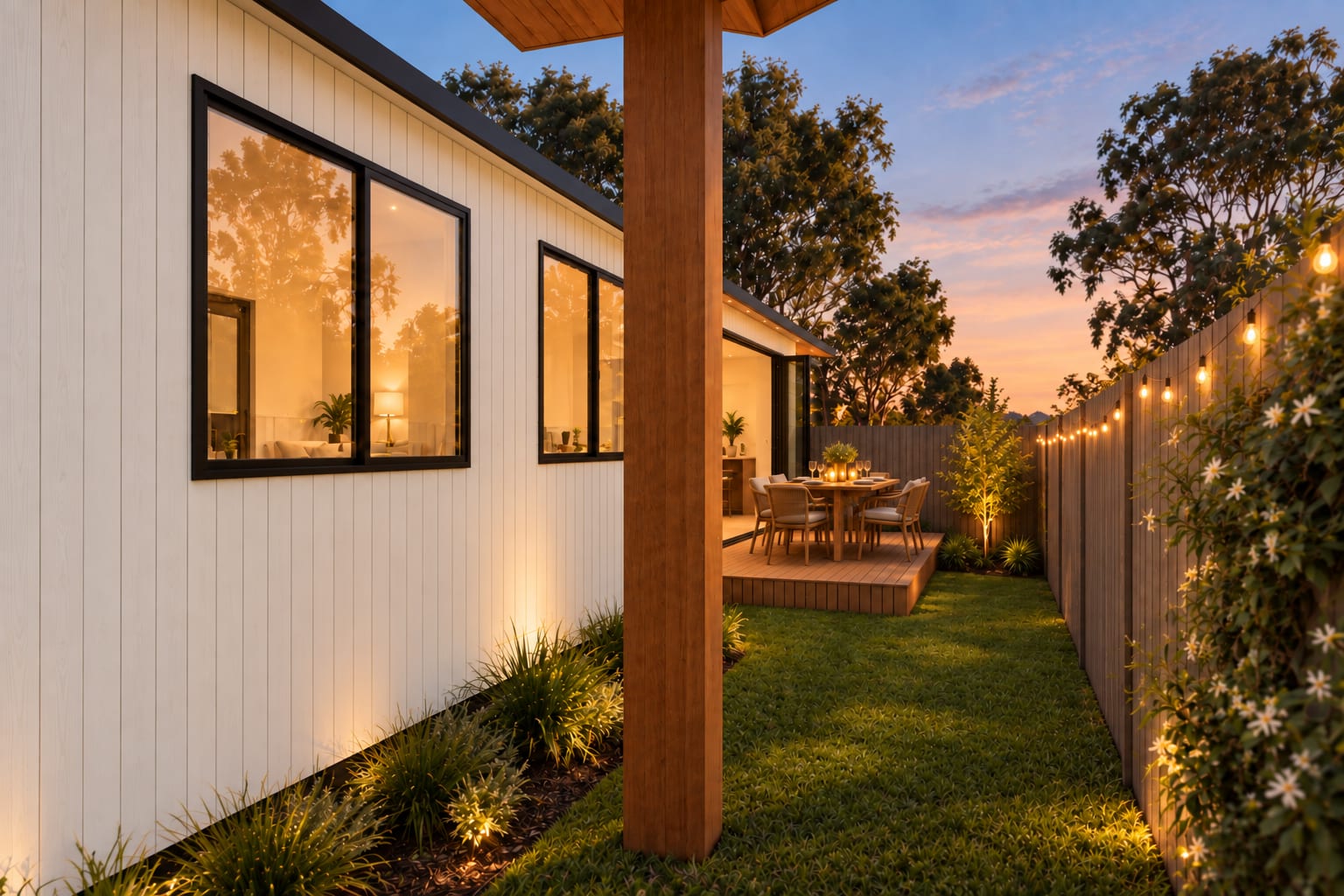 A summer evening on the deck. — Vertical boards