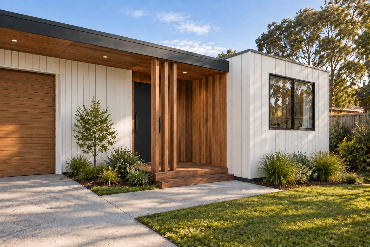 Into the porch from the side. — Vertical boards